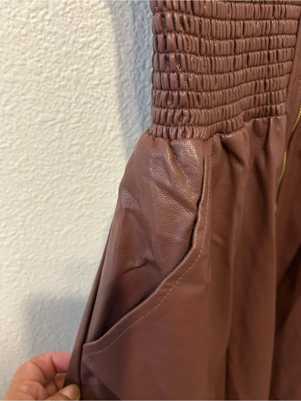 Anthropologie Brown Zip-Front Midi Dress